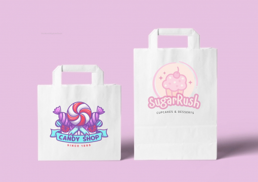  Tragetaschen aus Papier mit Flachhenkel | Briefumschlaegebestellen.de