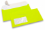 Neon Briefumschläge - Gelb, mit Fenster 45 x 90 mm, Fensterposition 20 mm von der Linkerseite und 15 mm von unten | Briefumschlaegebestellen.de