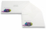 Grußkartenumschläge mit Weihnachtsmotiv - Weiß + Weihnachtskugeln farbig | Briefumschlaegebestellen.de