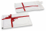 Luftpolstertaschen als Geschenkverpackung - Weiß mit roter Schleife | Briefumschlaegebestellen.de