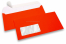 Neon Briefumschläge - Rot, mit Fenster 45 x 90 mm, Fensterposition 20 mm von der Linkerseite und 15 mm von unten | Briefumschlaegebestellen.de