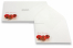 Grußkartenumschläge mit Weihnachtsmotiv - Weiß + Weihnachtskugeln rot | Briefumschlaegebestellen.de