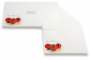 Grußkartenumschläge mit Weihnachtsmotiv - Weiß + Weihnachtskugeln rot