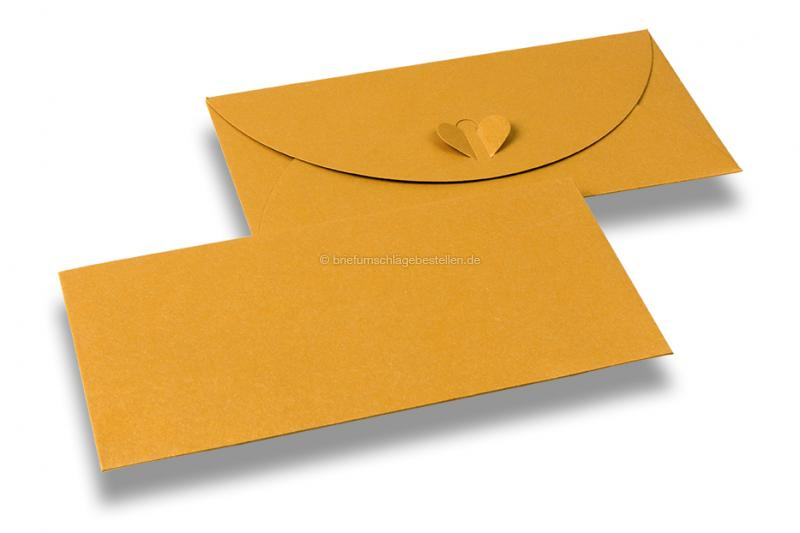 Geschenkumschläge Herz-Verschluss - Goldgelb