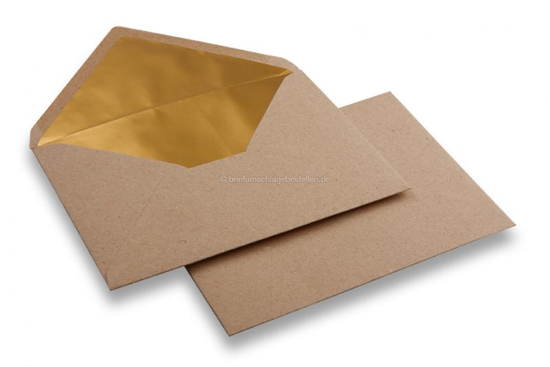 Briefumschläge aus Kraftpapier mit Innenfutter- 114 x 162 mm (C 6) Gold