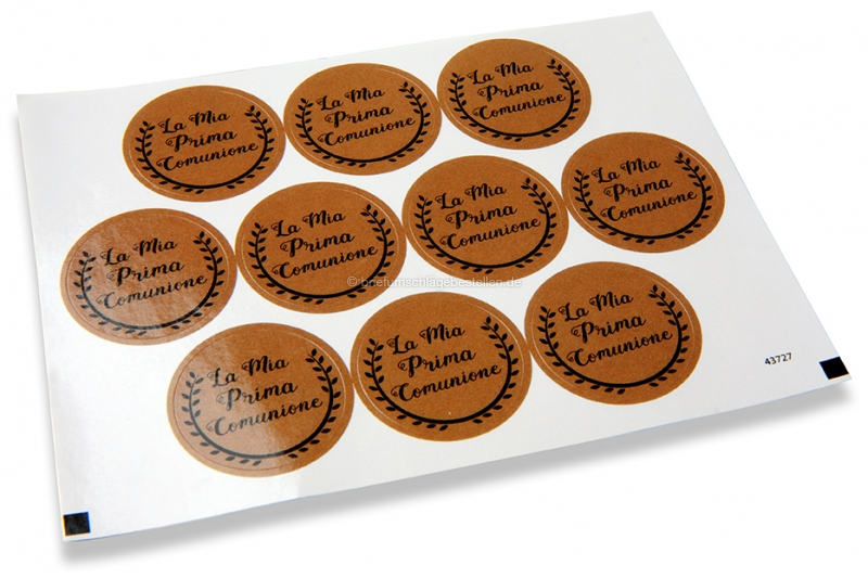 Kommunion-Verschlusssiegel - la mia prima comunione braun mit schwarzen Kranz