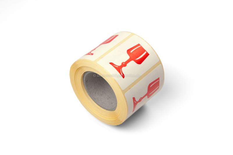 Verpackungsetiketten - Zerbrechlich: Weinglas  - 60 x 40 mm