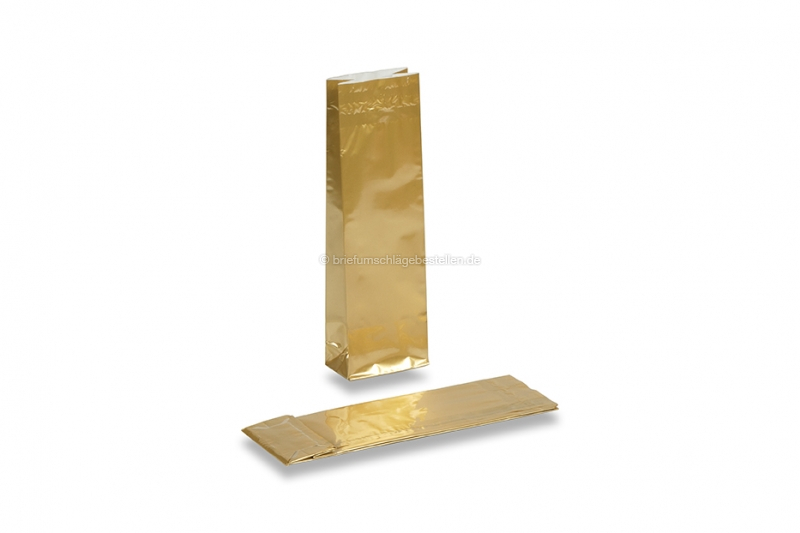 Blockbodenbeutel farbig - Gold 55 x 30 x 175 mm, 50 Gramm