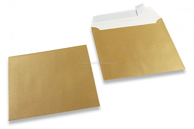 Goldene Briefumschläge mit Perlmutteffekt - 155 x 155 mm