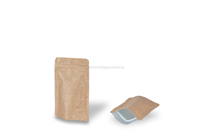 Standbodenbeutel Braun-Kraft - 110 x 185 x 70 mm, 250 ml