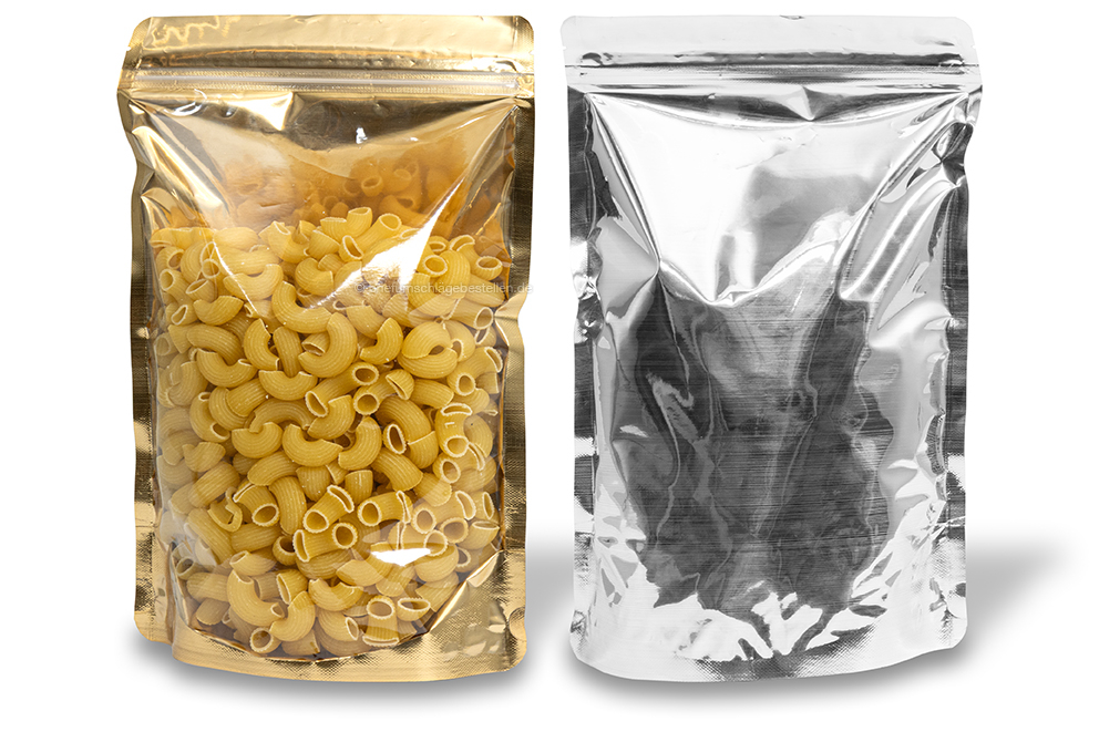 Metallic transparente Standbodenbeutel - Gold metallic, 200 x 300 x 100 mm - 1800 ml